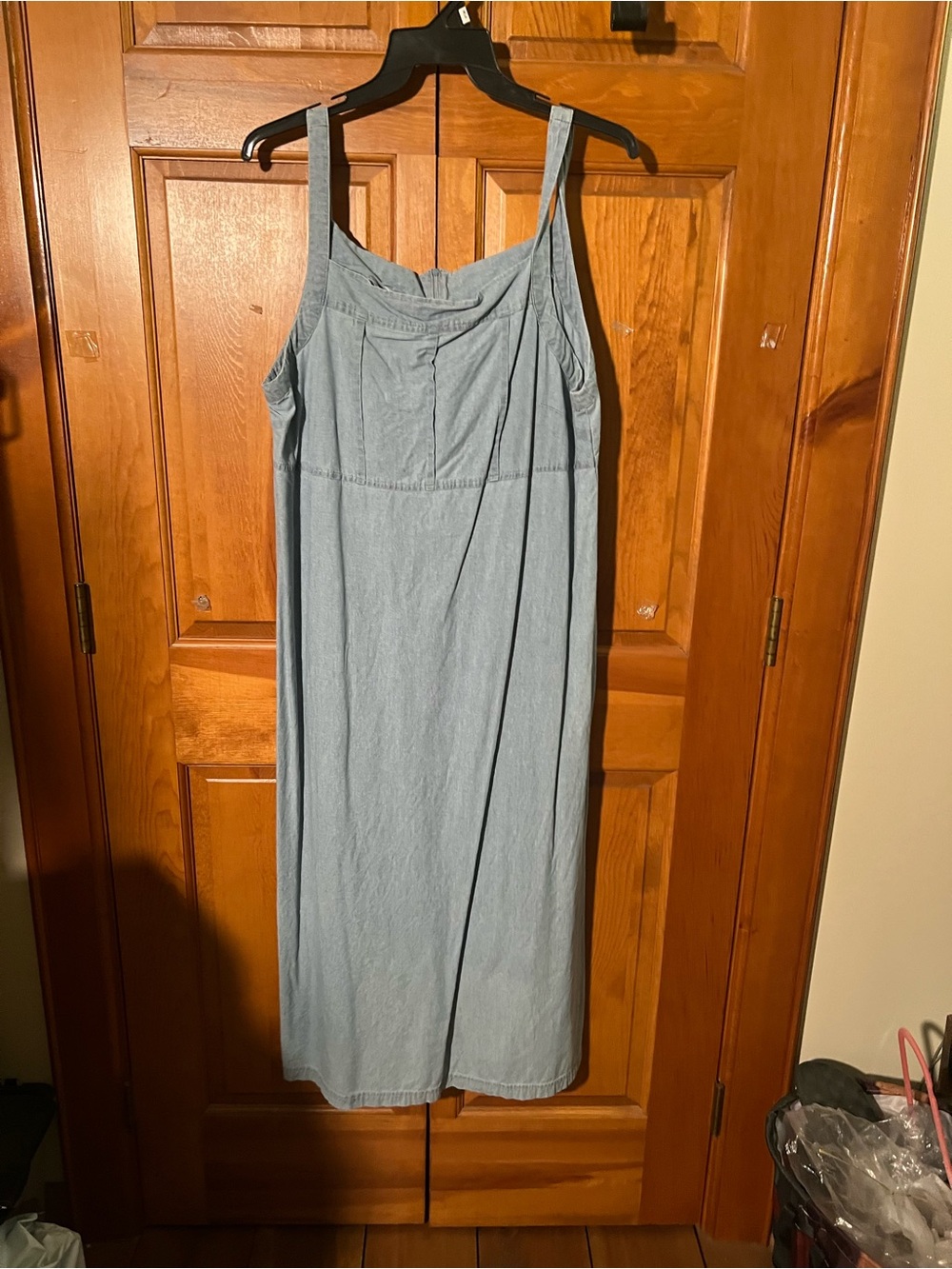 Light Blue Sleeveless Denim-Effect Summer Dress